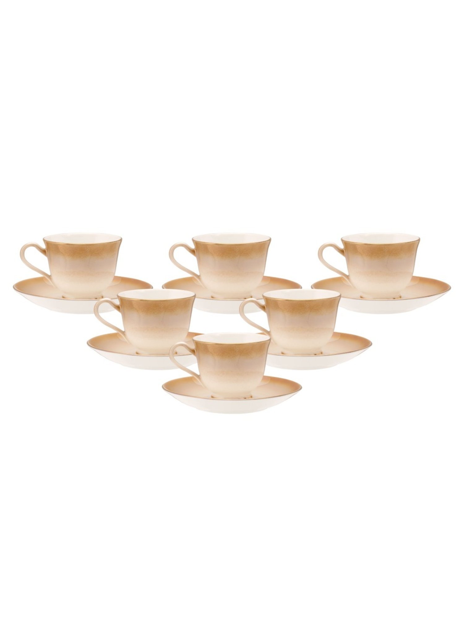 JCPL White & Red Ceramic Cup (0.18 L) - Set of 6
