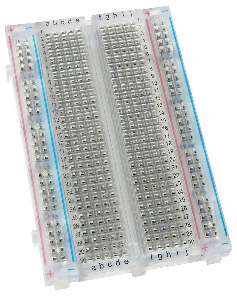 Transparent Solderless Plug-in BreadBoard, 400 Tie Points, 2 Bus Strips, 3.3" x 2.1" with Adhesive Backing