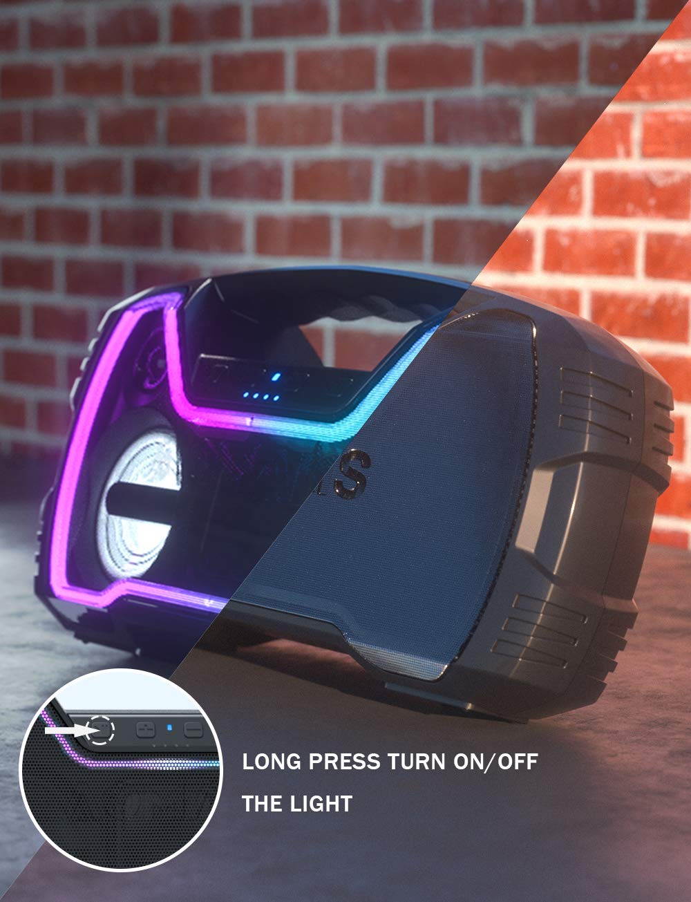 AOMAIS 25W Bluetooth Speakers with HD Stereo Sound & Deep Bass, Portable Outdoor Wireless Stereo Pairing Speaker, IPX7 Waterproof, Built-in Mic, 100ft Bluetooth Range for Party, Camping, Travel-Black