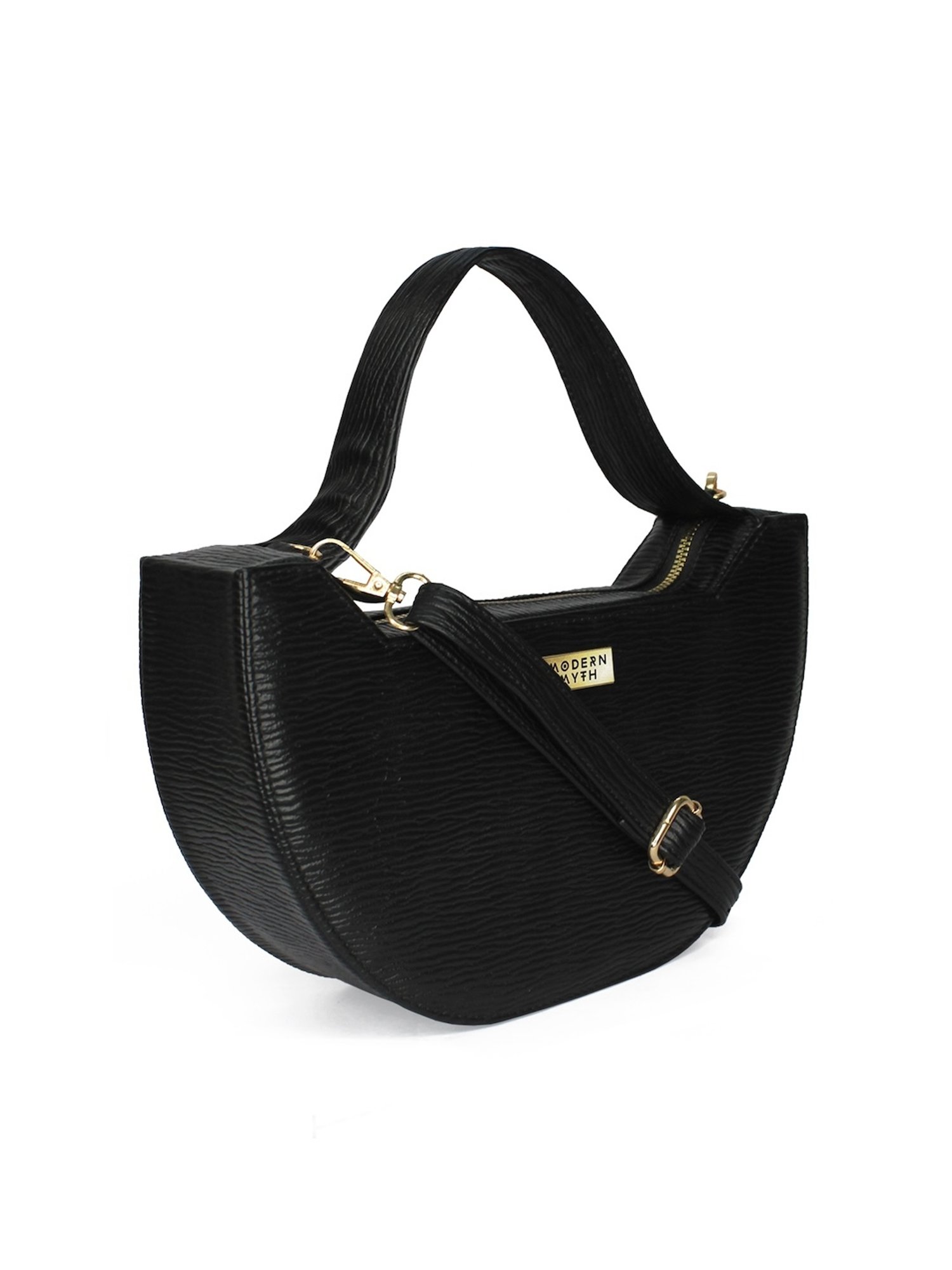 Modern Myth Black Textured Medium Handbag