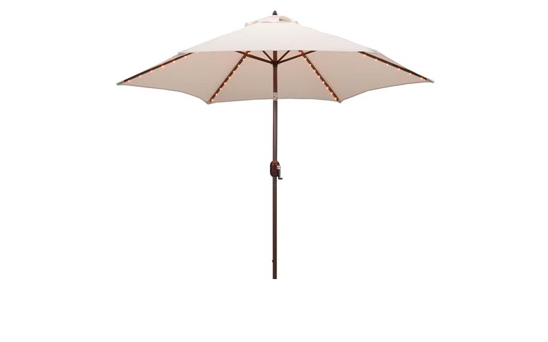 9' Round Lighted Patio Umbrella Cream - Tropishade