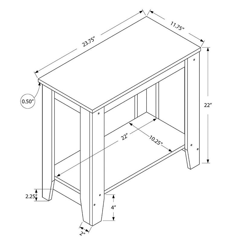 Monarch Specialties Contemporary Design Accent Rectangular Side End Table, Gray