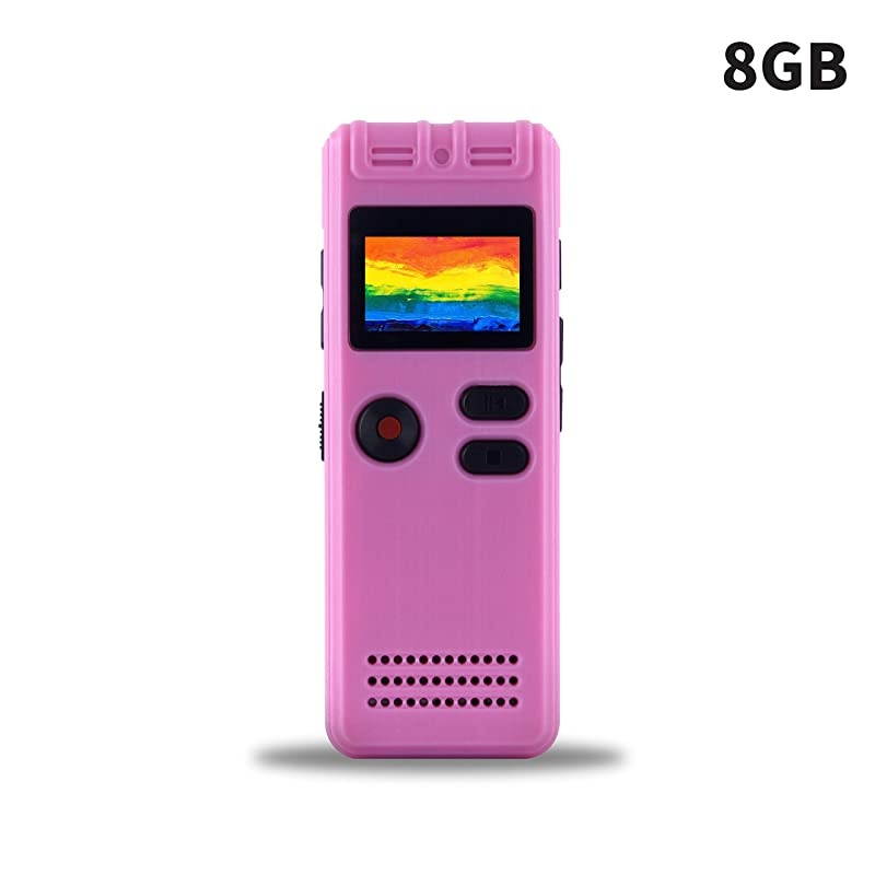 Digital Voice Recorder 8GB USB Sound Audio Recorder MP3 Player Voice Activated Recorder with Microphone and Rechargeable Battery Suitable for Meeting Lecture InterviewPinkblack