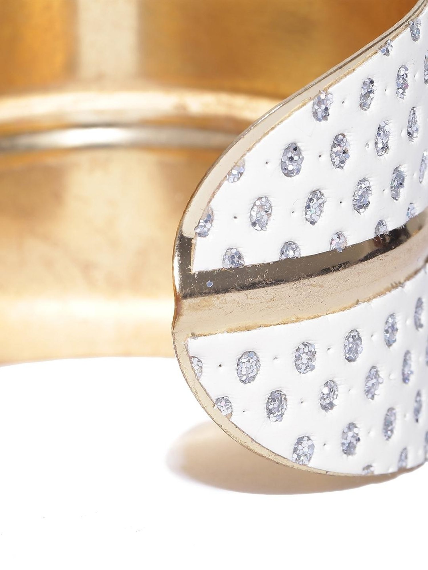 YouBella Gold-Toned White Stone-Studded Cuff Bracelet