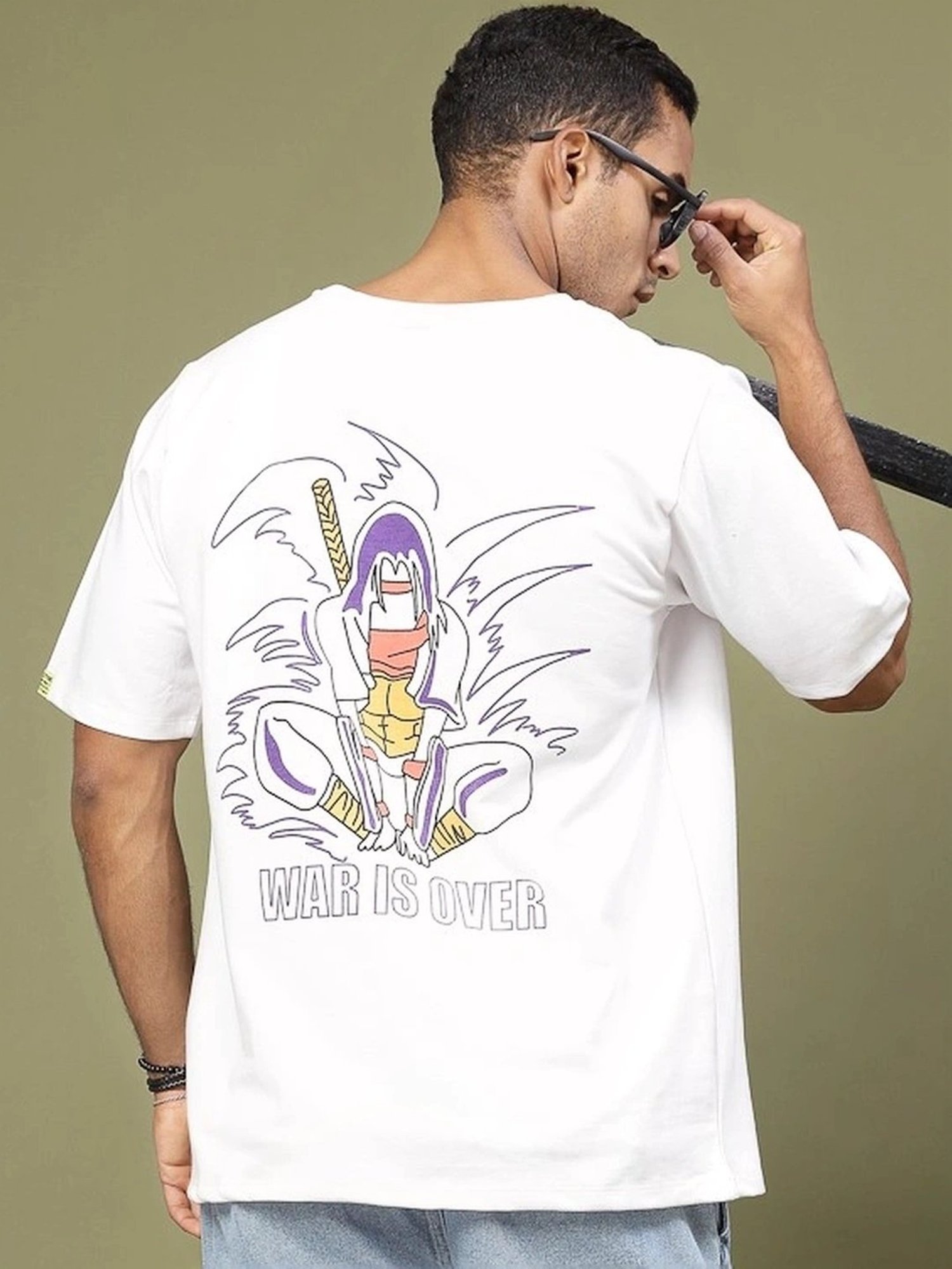 Rigo White Cotton Loose Fit Typography T-Shirt