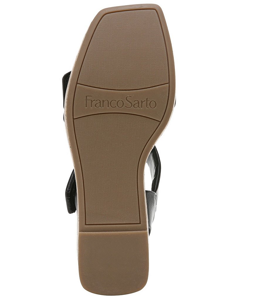 Franco Sarto Sweety Square Toe Leather Cork Platform Wedge Sandals