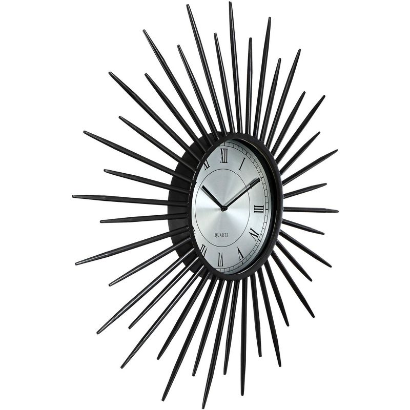 River Parks Studio Castallia Black 28" Round Metal Sunburst Wall Clock