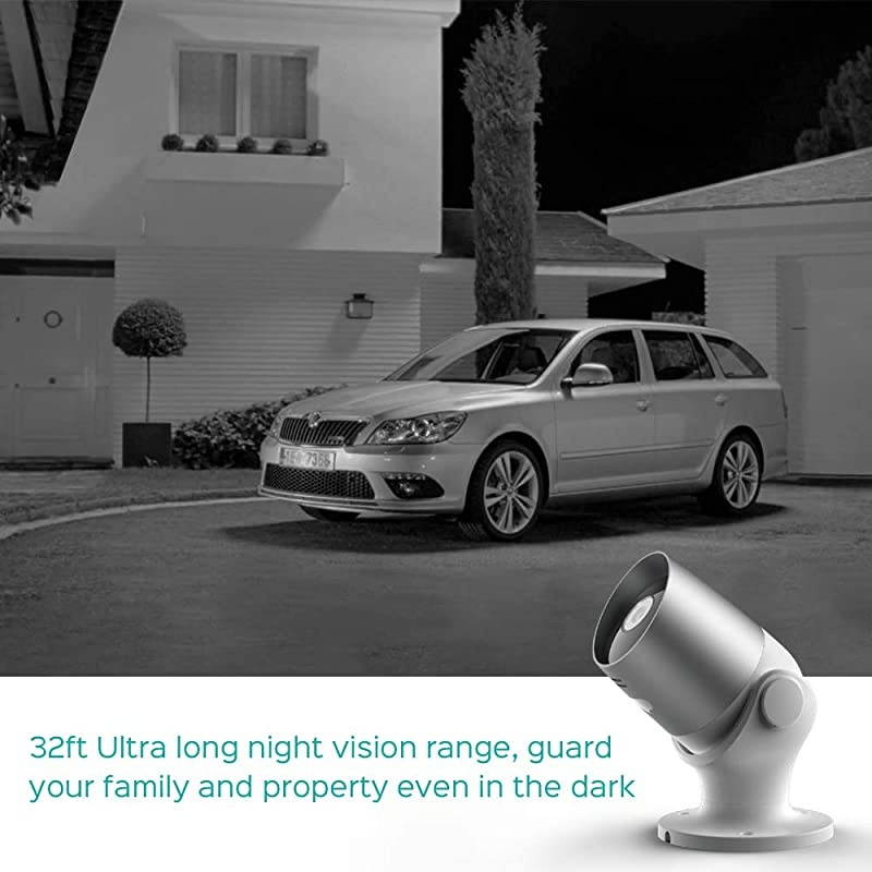 Outdoor Security Camera,  Smart 1080p WiFi IP Camera with Alexa Voice Control, IP65 Waterproof Surveillance System, Night Vision, 2-Way Audio, Motion Detection, Remote Access from Smartphone