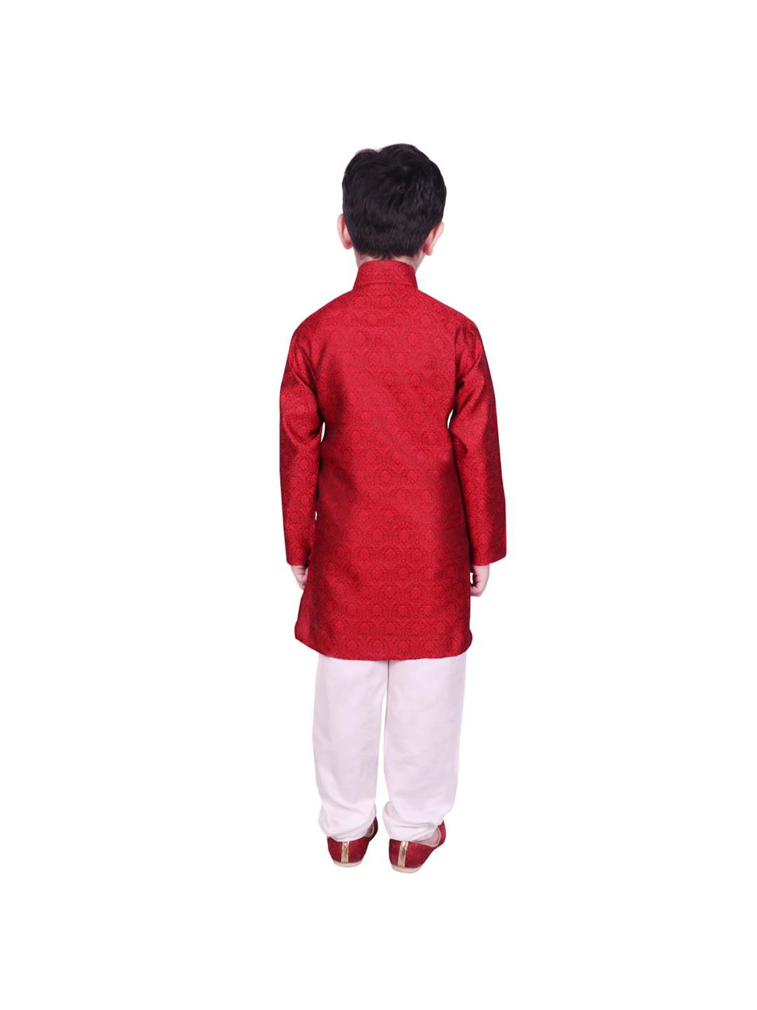 SG Yuvraj Kids Maroon & White Printed Kurta with Pyjama