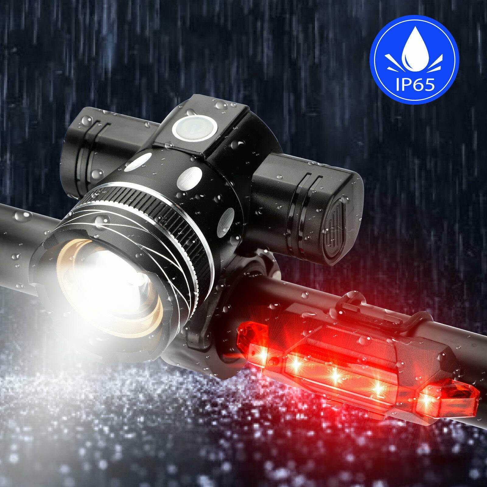 USB Rechargeable LED Bicycle Headlight Bike Head Light Front Rear Lamp Cycling