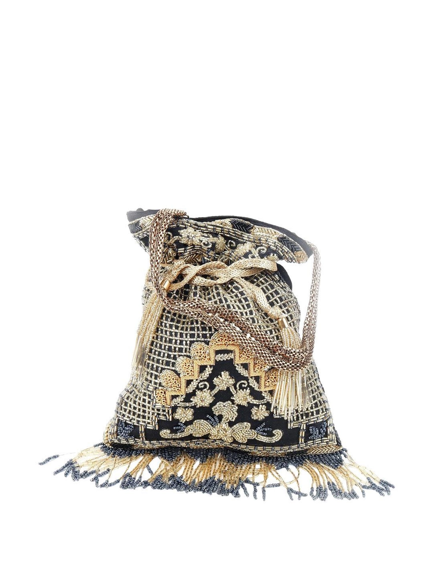 Odette Black & Gold Embellished Potli