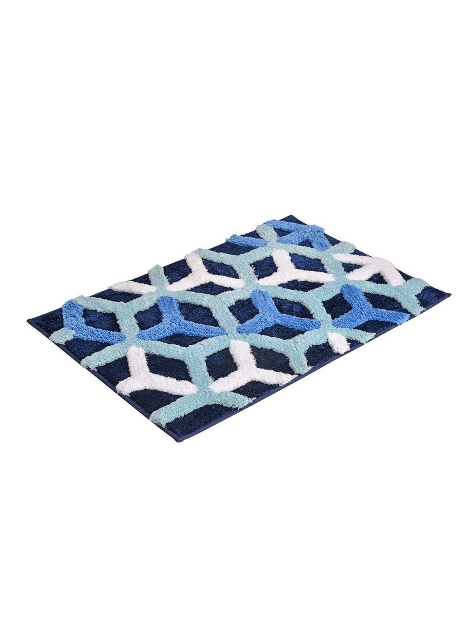 @home Navy Polyester 800 GSM Anti Skid Bath Mat