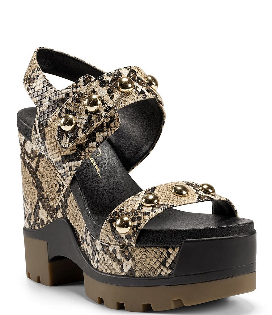Jessica Simpson Baysie Studded Snake Print Platform Sandals