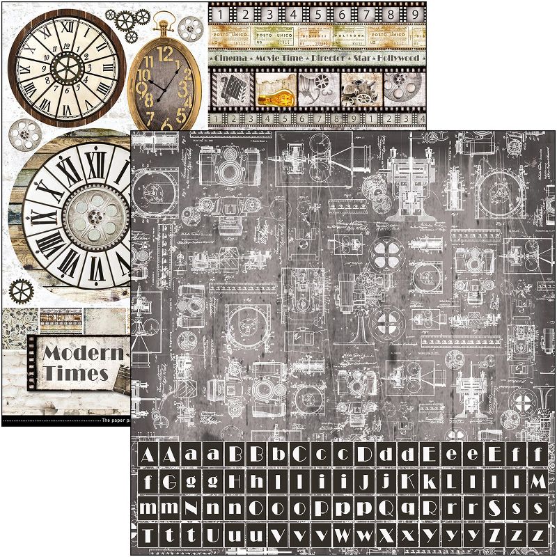 Ciao Bella Double-Sided Paper Pack 90lb 12"X12" 8/Pkg-Modern Times, 8 Designs/1 Each