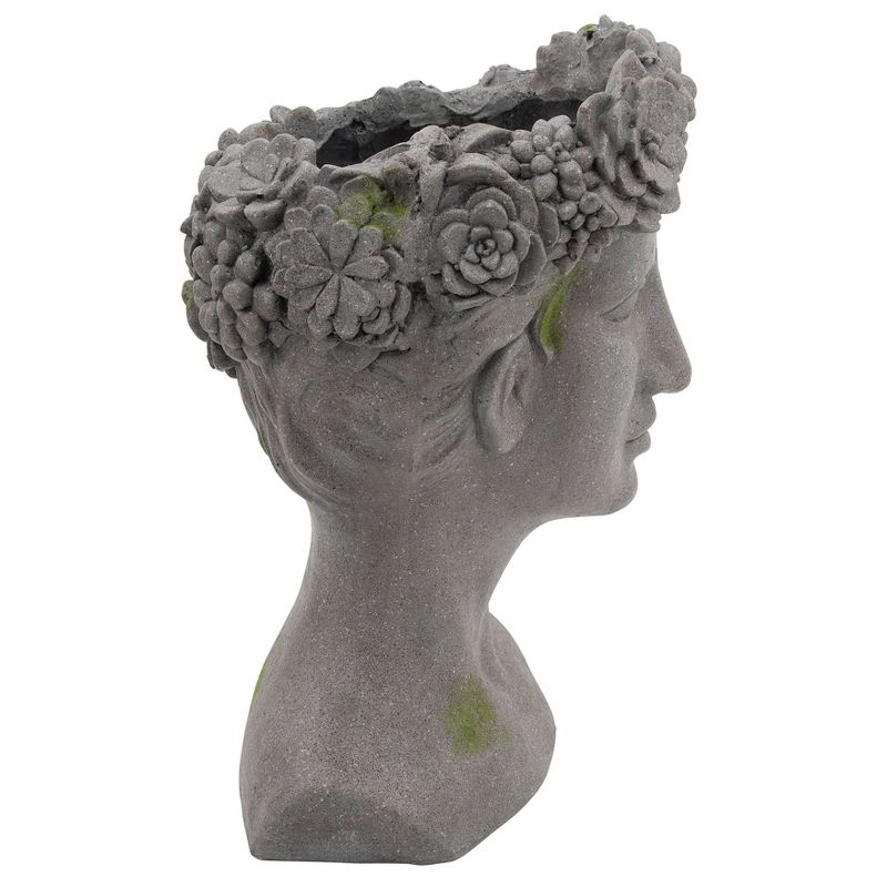 19" Resin Lady with Daisies Planter Gray - Sagebrook Home