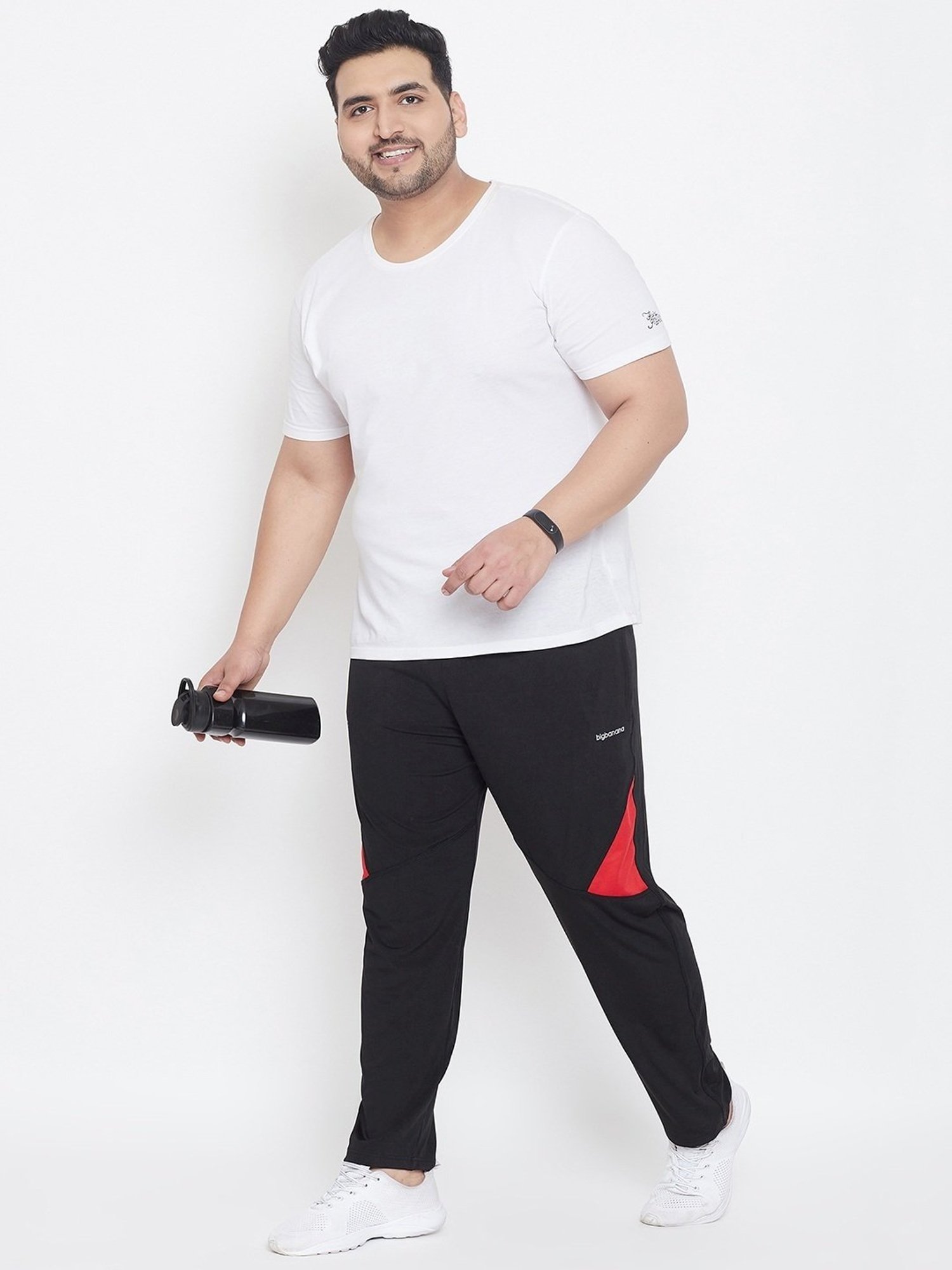 Bigbanana Black Regular Fit Printed Trackpants