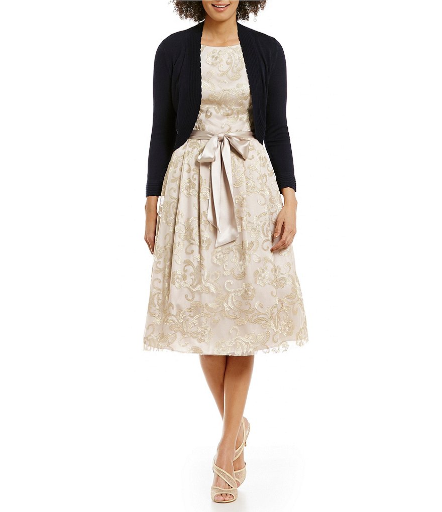 Jessica Howard Scalloped Cropped Bolero Shrug Stretch Cardigan