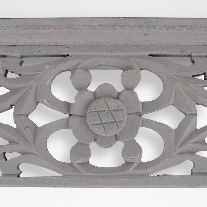 Hand Carved Medallion Floating Wall Shelf Gray - Crystal Art Gallery