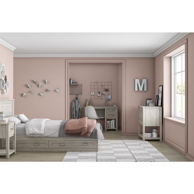 Sierra Ridge Levi Twin Bed with Storage & Twin Headboard, Light Walnut