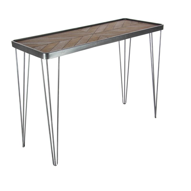 Modern Wood and Iron Chevron Console Table Brown - Olivia & May