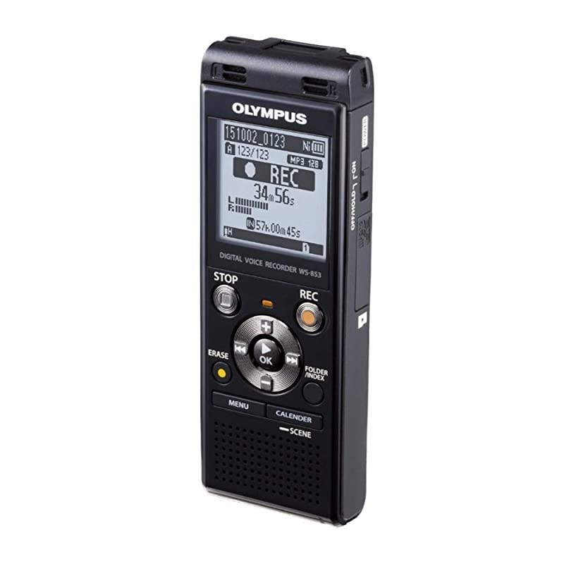 WS-853 Digital Voice Recorder (Black) with Hard-Case Bundle (3 Items)
