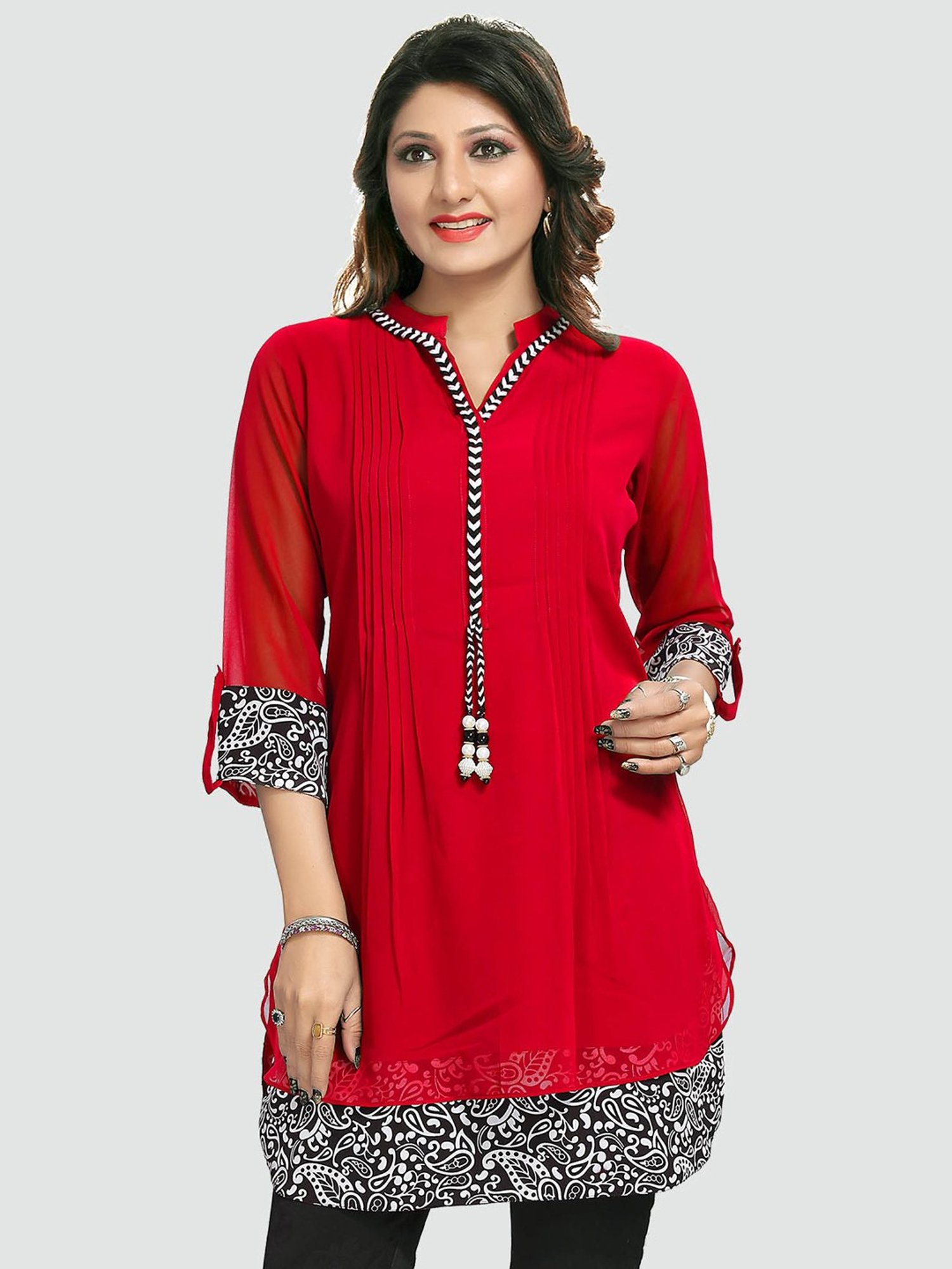 Saree Swarg Red Embellished Tunic
