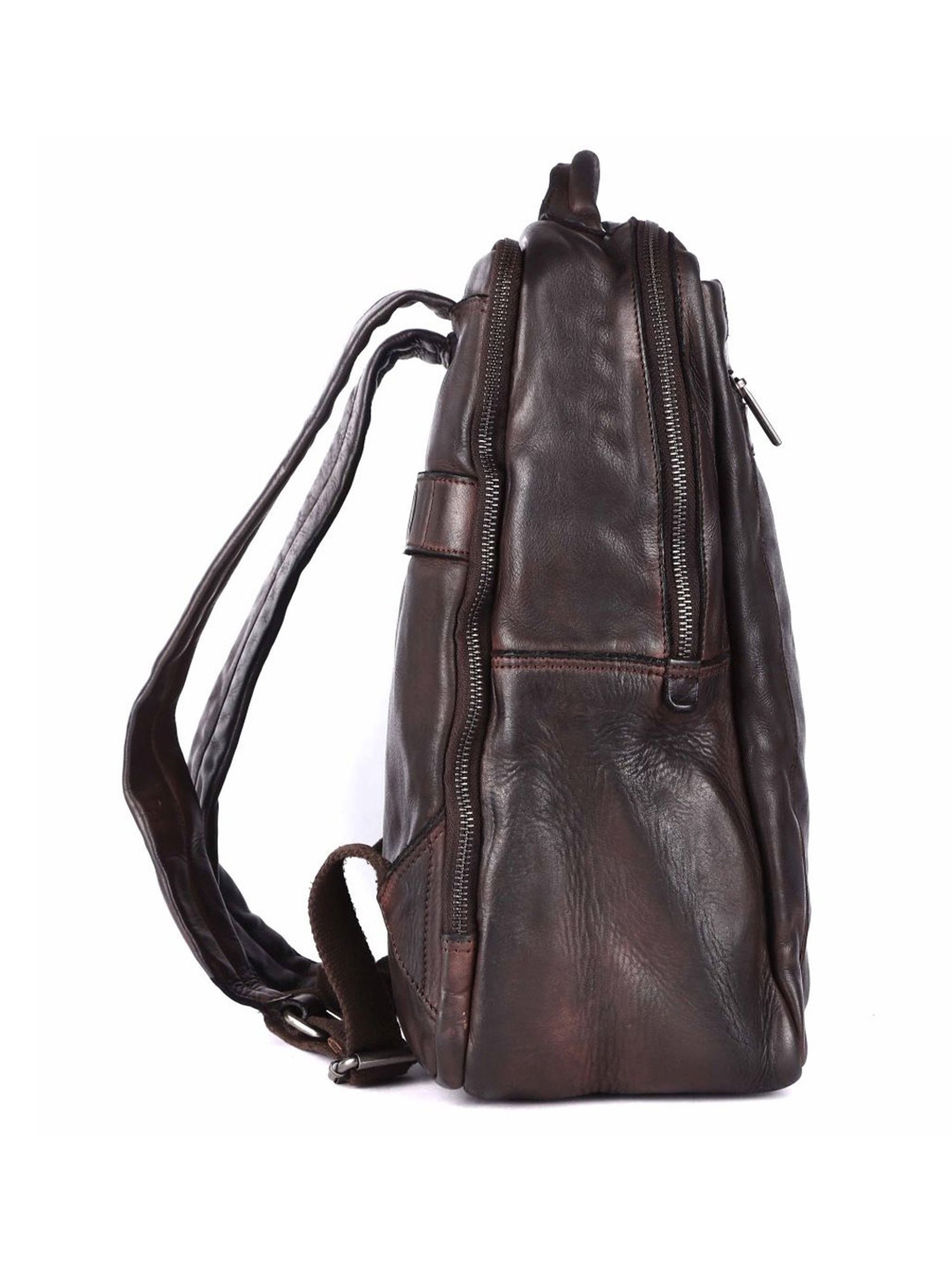 KOMPANERO Aaron Dark Brown Leather Solid Backpack
