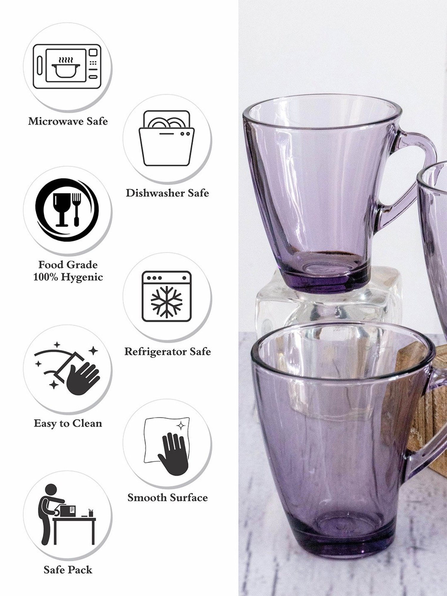 Pasabahce Transparent Glass Penguen Small Coffee Mugs - Set of 6 (170ml)