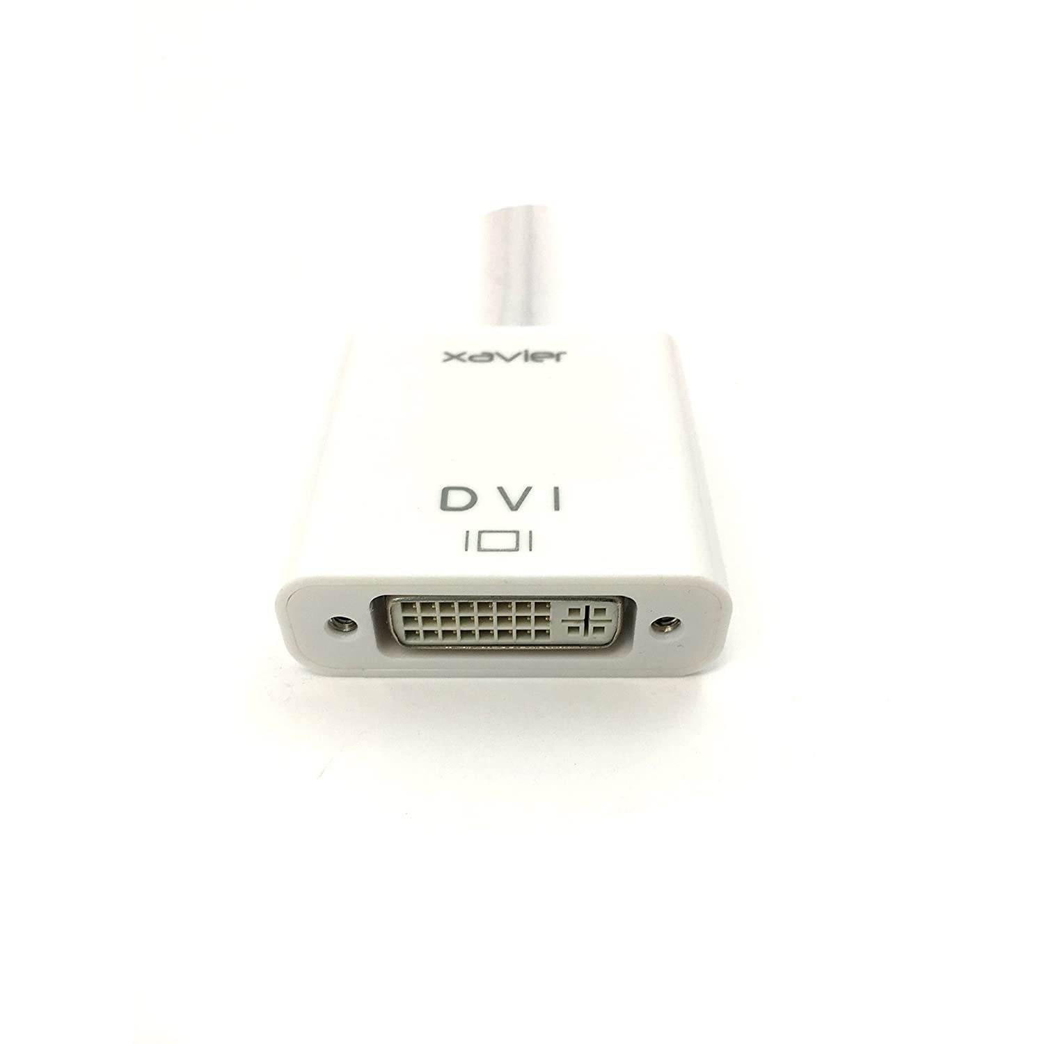 Xavier MDP-DVI Thunderbolt Video for Apple to DVI Female Adapter, 6", Adapts Mini DisplayPort, White