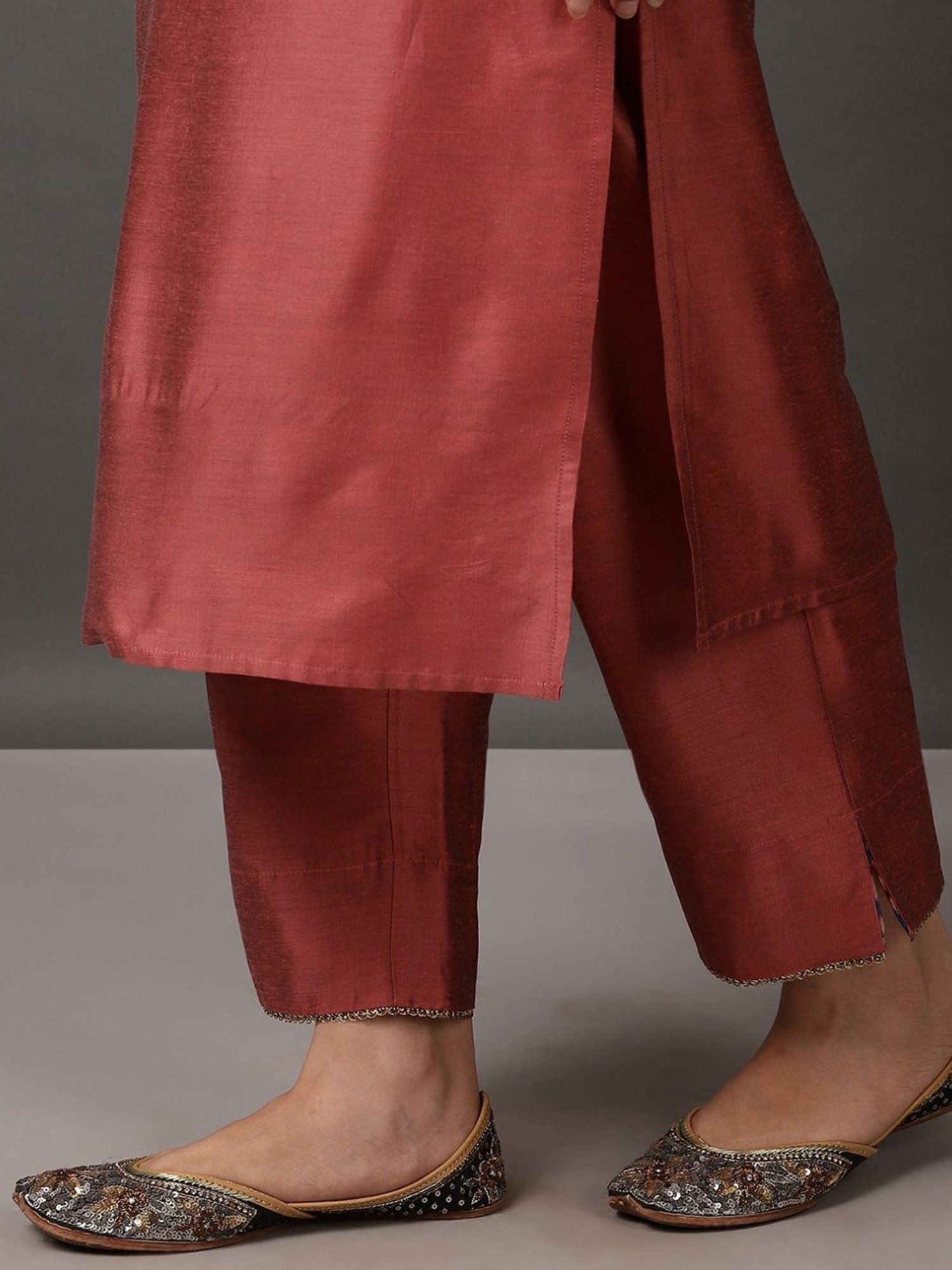 Nuhh Pink Melange Kurta & Pant Set with Dupatta
