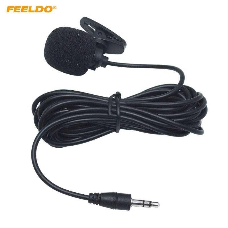 FEELDO 1PC 3.5mm TRS Microphone Kit Clip On For Car GPS Interior Handsfree Calls With Jack and 3M Cable (1pcs)
