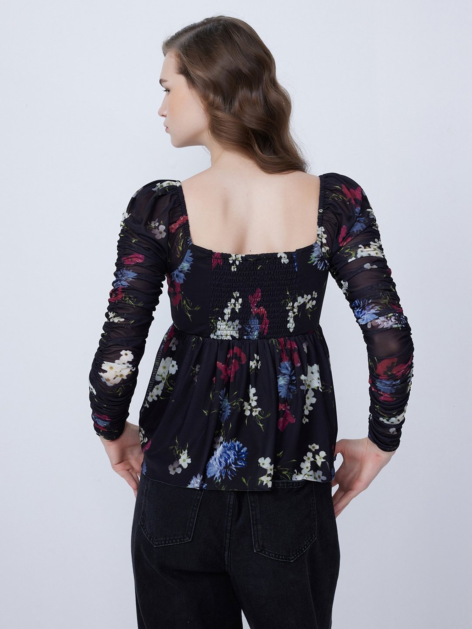 Cover Story Black Floral Print Top