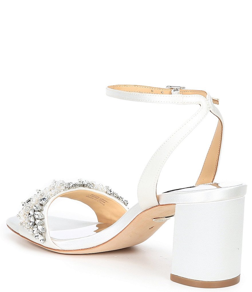 Badgley Mischka Clara Jewel Embellished Satin Dress Sandals