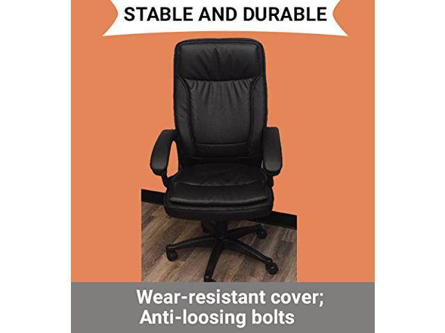 Chelsea Ergonomic Adjustable Height Executive Office Task Chair in PU Leather with Swivel, Highly Resilient Foam, Spacious Headrest & Backrest, Black Fiber Base, Thickly Cushioned Seat - BLACK COLOR