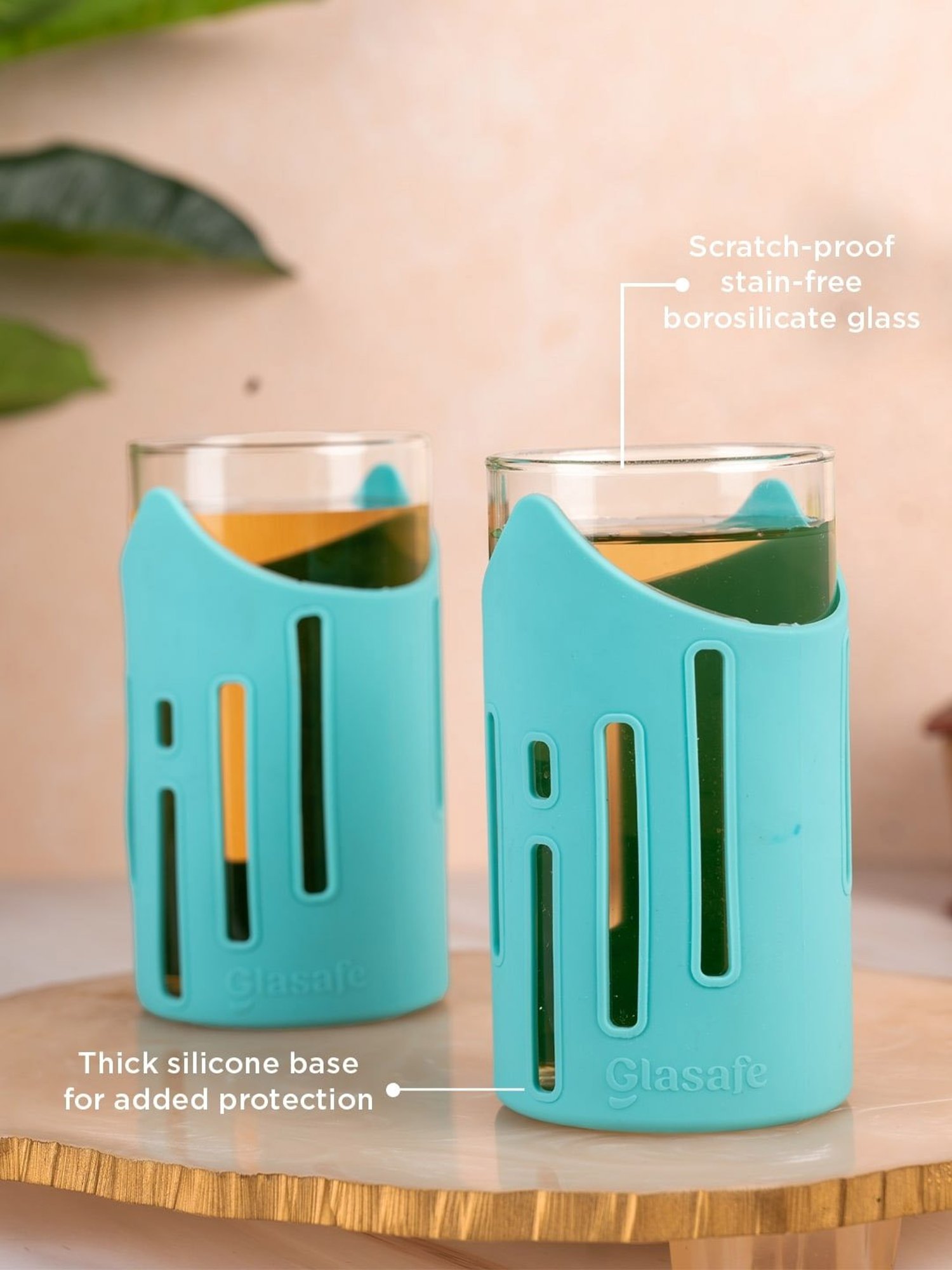 Glasafe Grip 'N' Sip Mellow Green Borosilicate Drinking Glasses & Containers