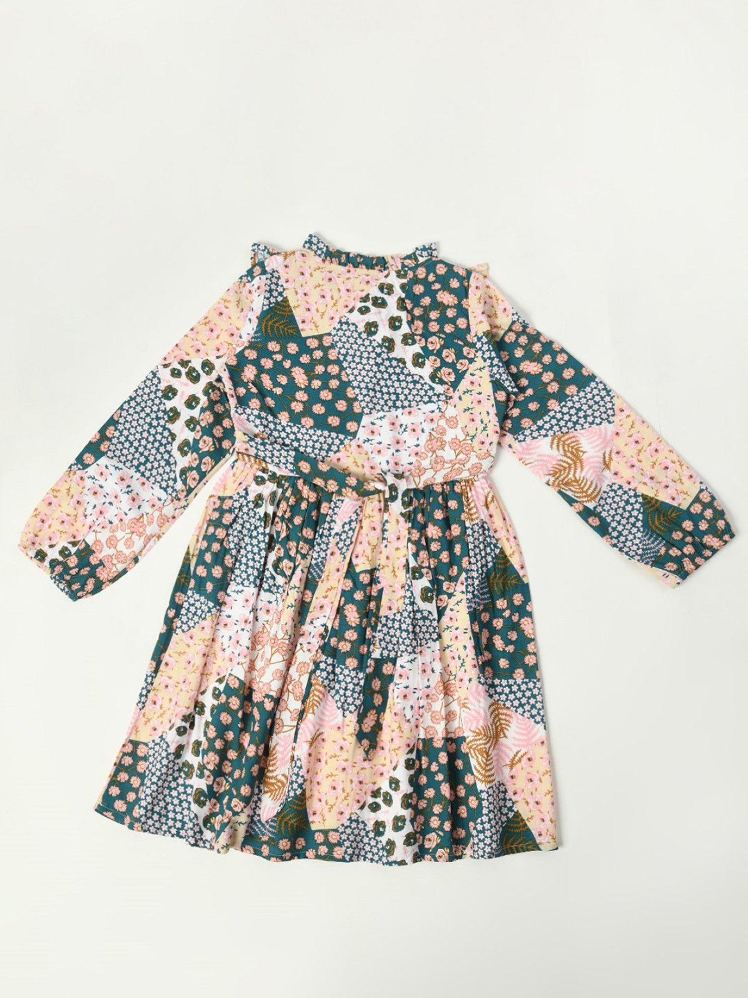 Bella Moda Kids Multicolor Floral Print Full Sleeves Fit & Flare Dress