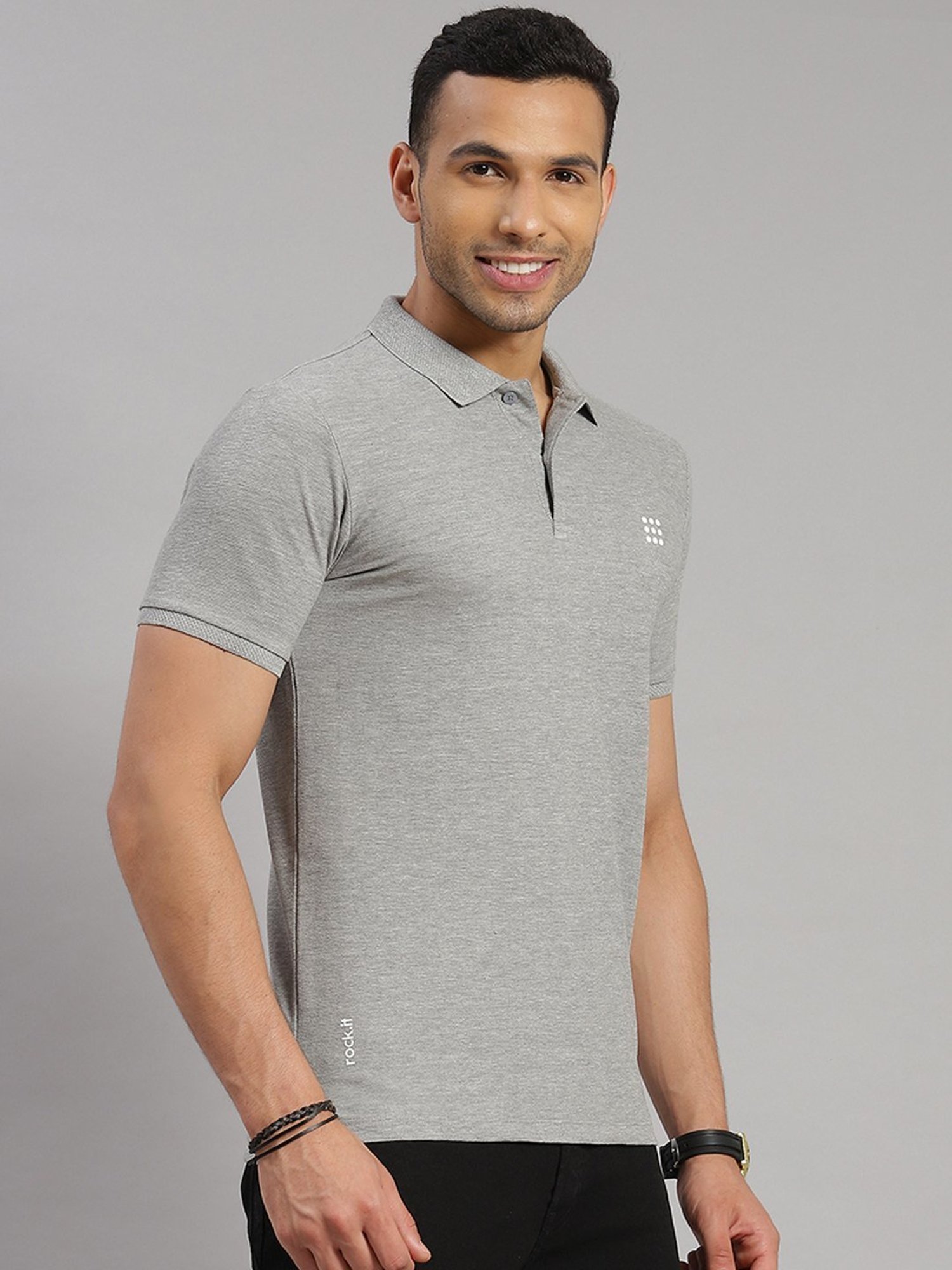 Rock.It Grey Smart Fit Polo T-Shirt