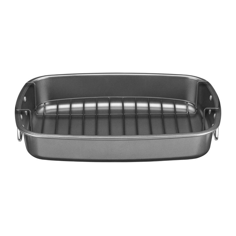 T-fal Simply Cook Nonstick Cookware, Roaster with Rack, 15", Gray