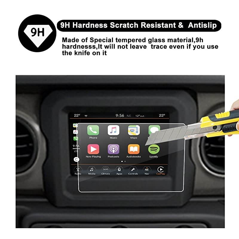 2018 2019 2020 Wrangler JL Uconnect Touch Screen Protector  HD Clear TEMPERED GLASS Protective Film Against Scratch High Clarity 7Inch