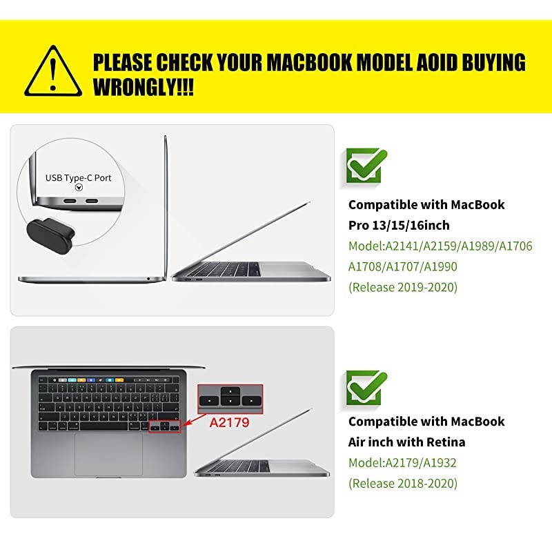 Anti Dust Dirt Plugs Cover for MacBook Pro 16 2020 2019 A2141 MacBook Air 13 inch 20202018 A2179 A1932 MacBook Pro 13 15 20202016 Silicone Port Plugs Cover Dust Cups Set