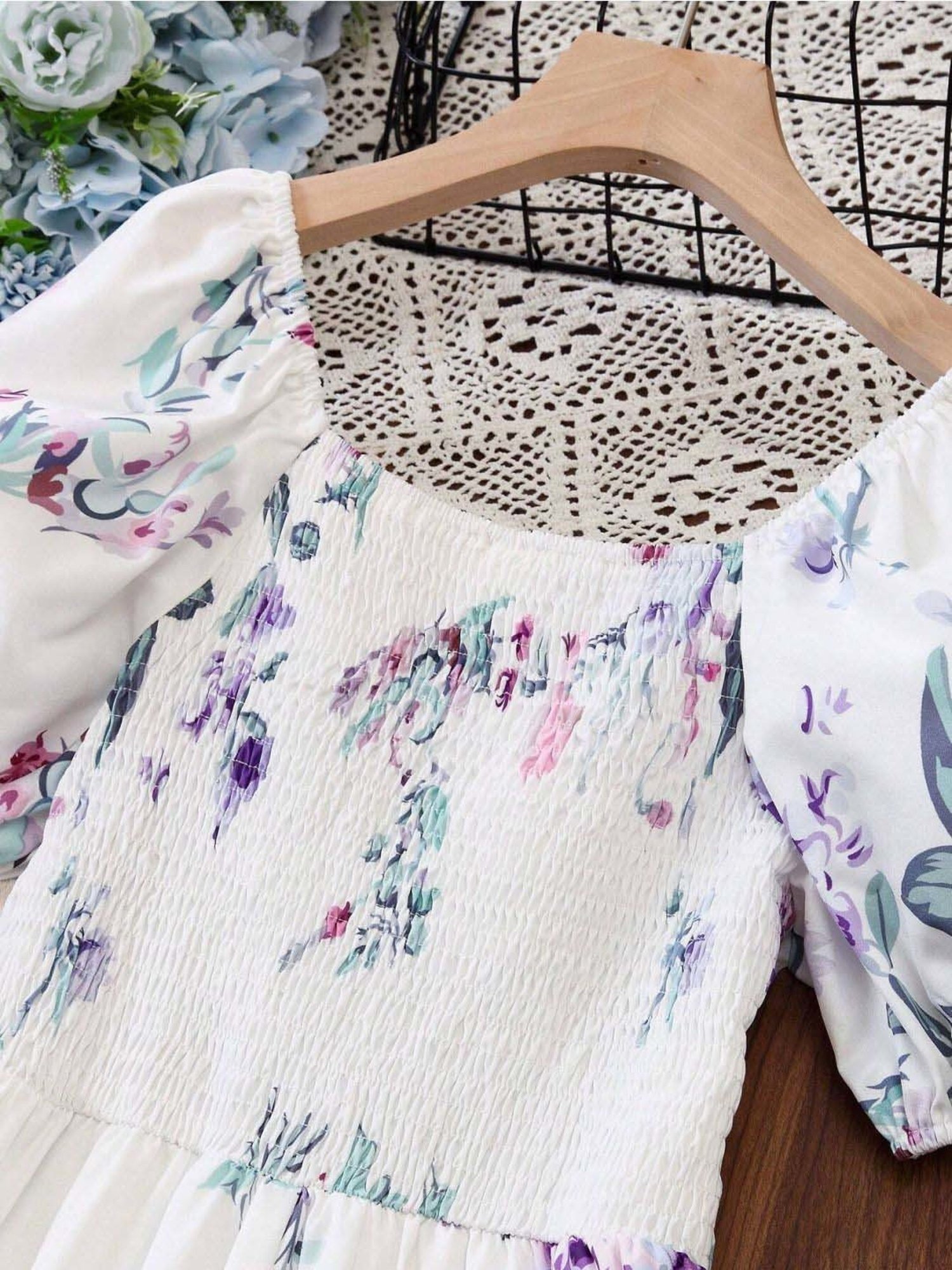 Bolly Lounge Girls White & Navy Floral Dress