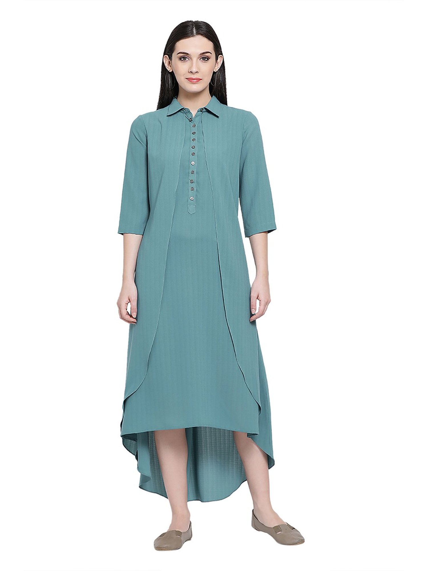 Office & You Teal Blue Below Knee Dress