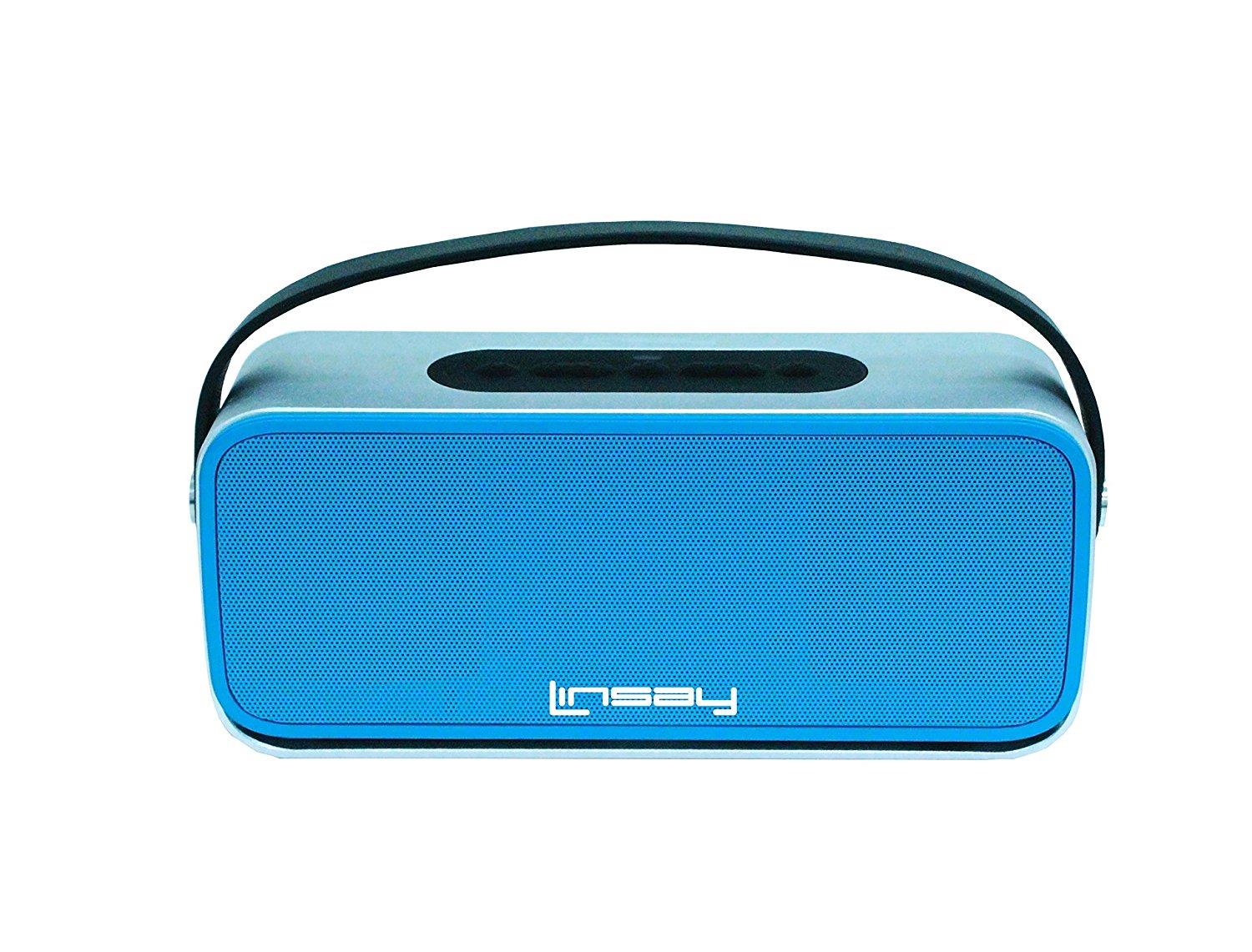 LINSAY SLH-100B &reg; New High end Portable Wireless Bluetooth Speaker with Microphone Rechargeable Blue