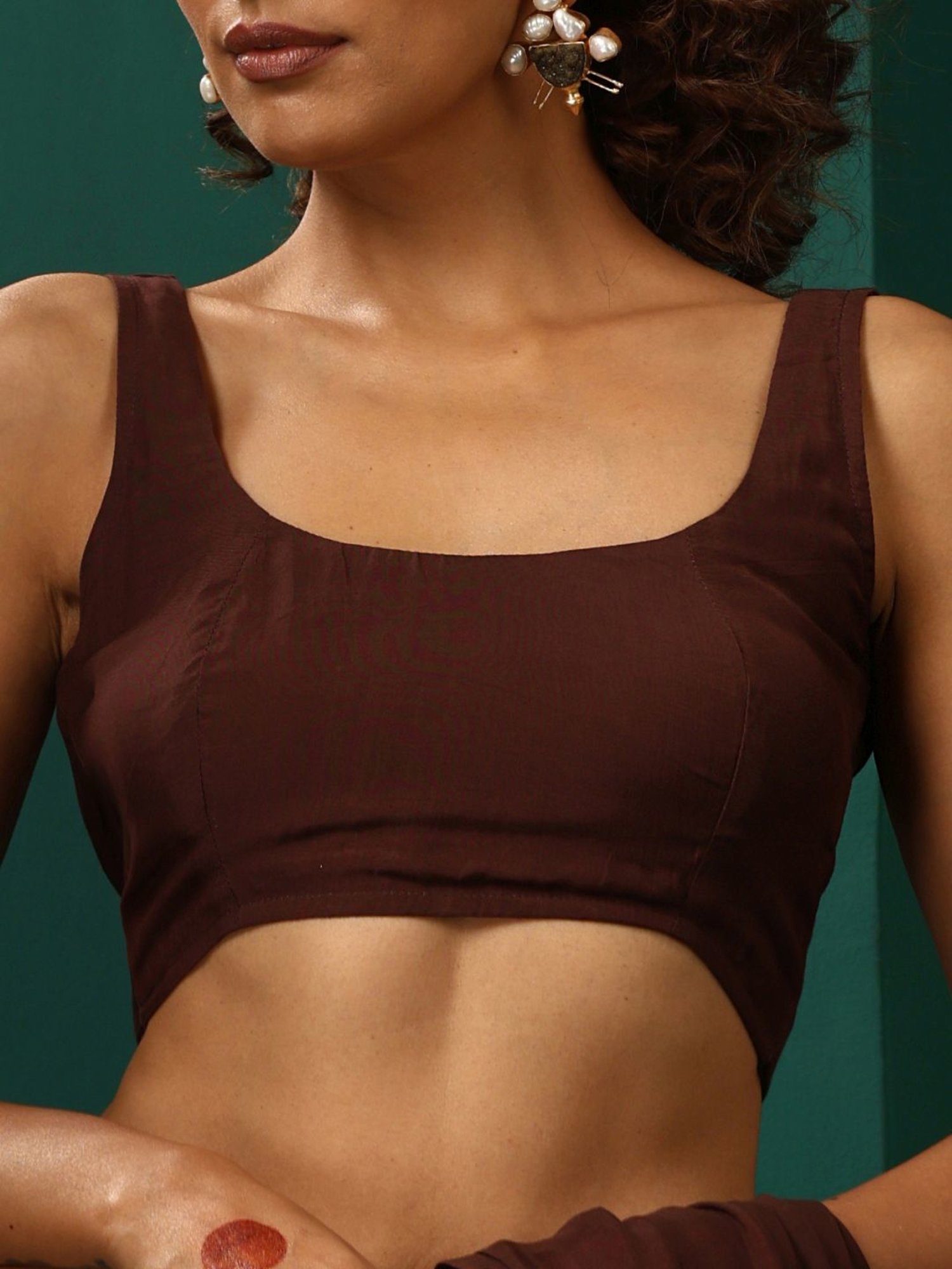 true Browns Brown Sleeveless Blouse