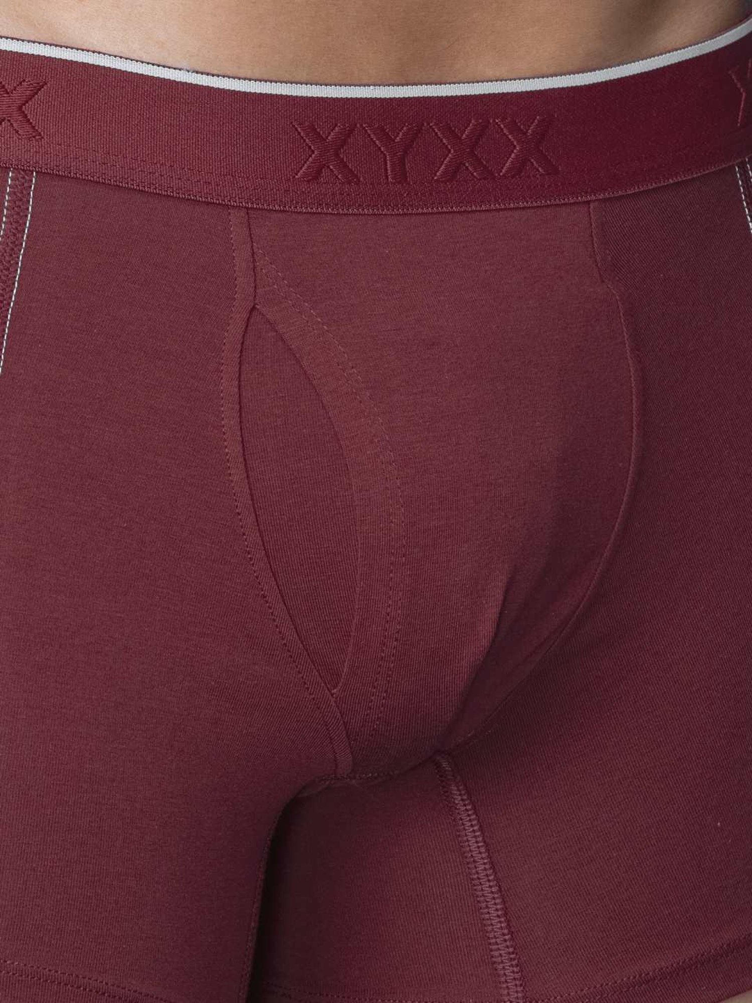 XYXX Emerald Green & Bold Burgundy Cotton Regular Fit Trunks - Pack Of 2