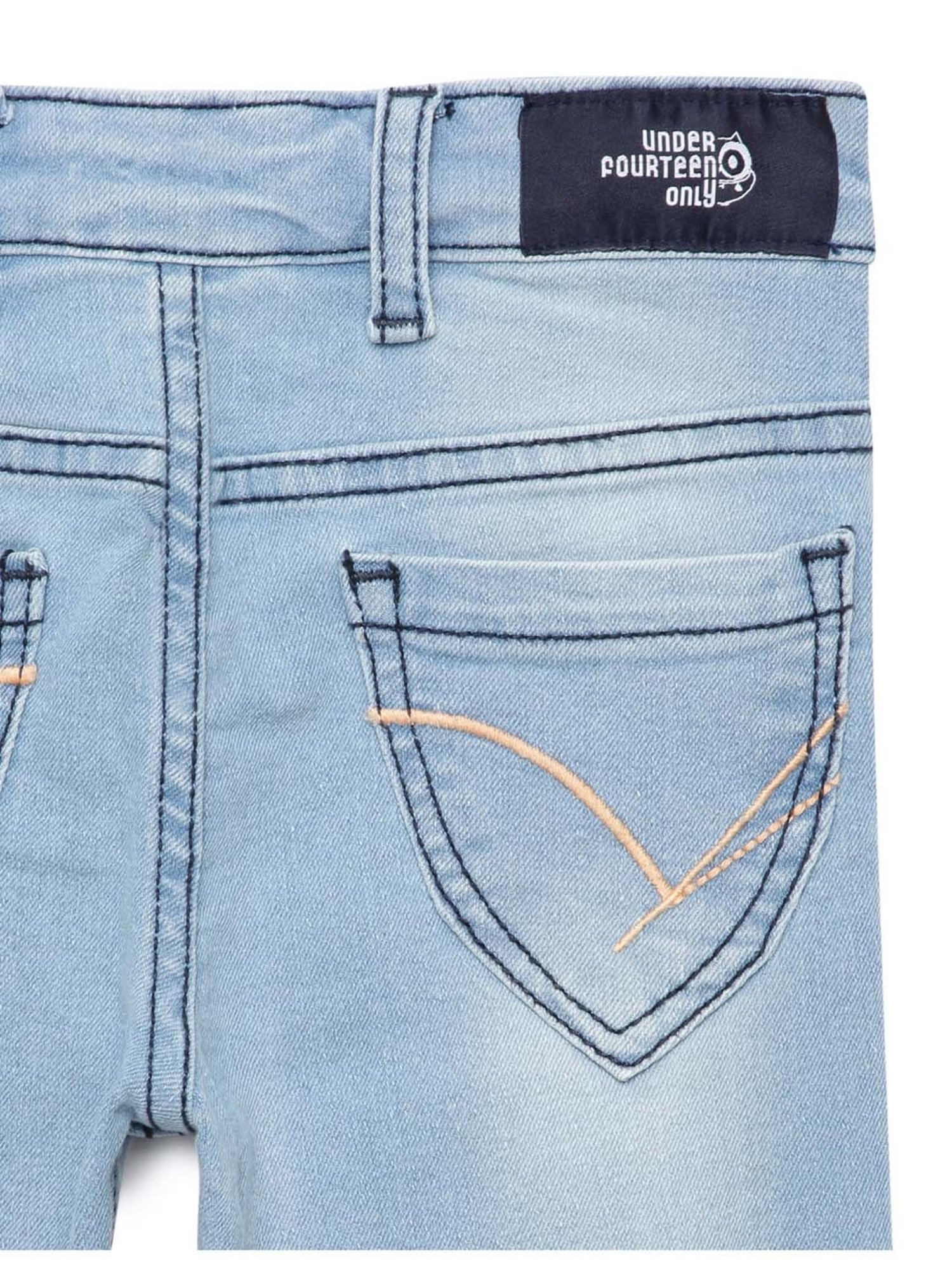 Under Fourteen Only Girls Blue Embroidered Jeans