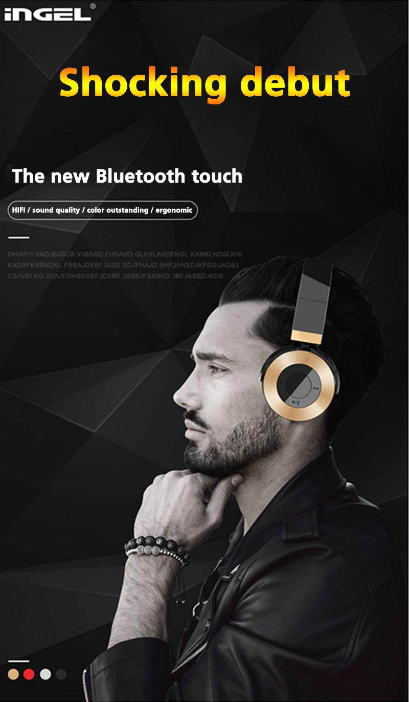 Dprui Foldable Wireless Earphone Hifi Stereo Music Gaming Headset Support Sd Card For Mobile Phone With Mic Bluetooth Headphone (Black)