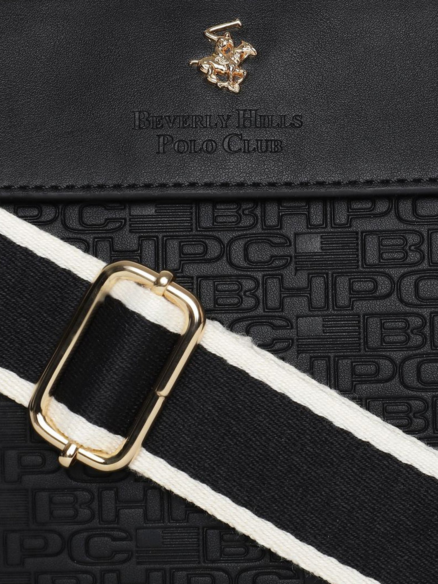 Beverly Hills Polo Club Black Textured Medium Cross Body Bag