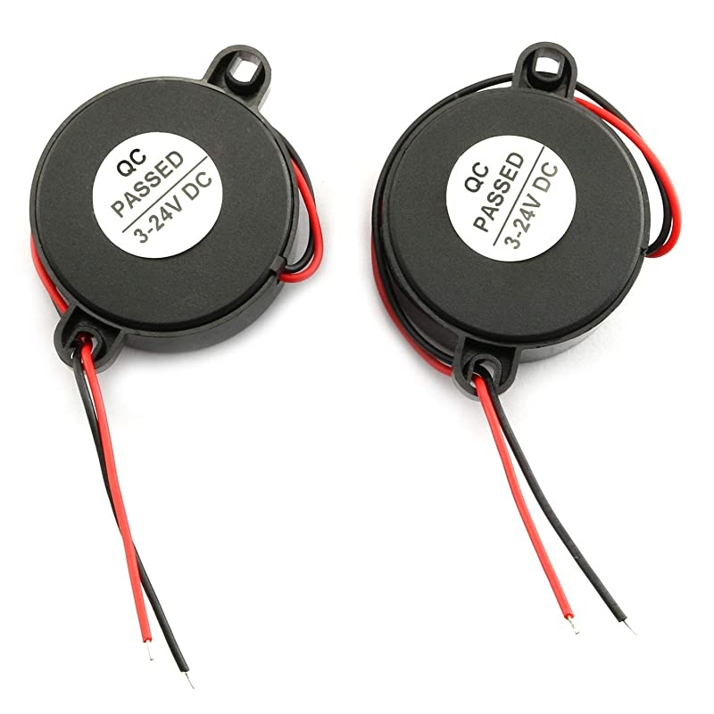 2-Pack DC 3-24V 85 dB Active Piezo Buzzer Piezoelectric Sound Beeper Intermittent Sound Car Accessries Black