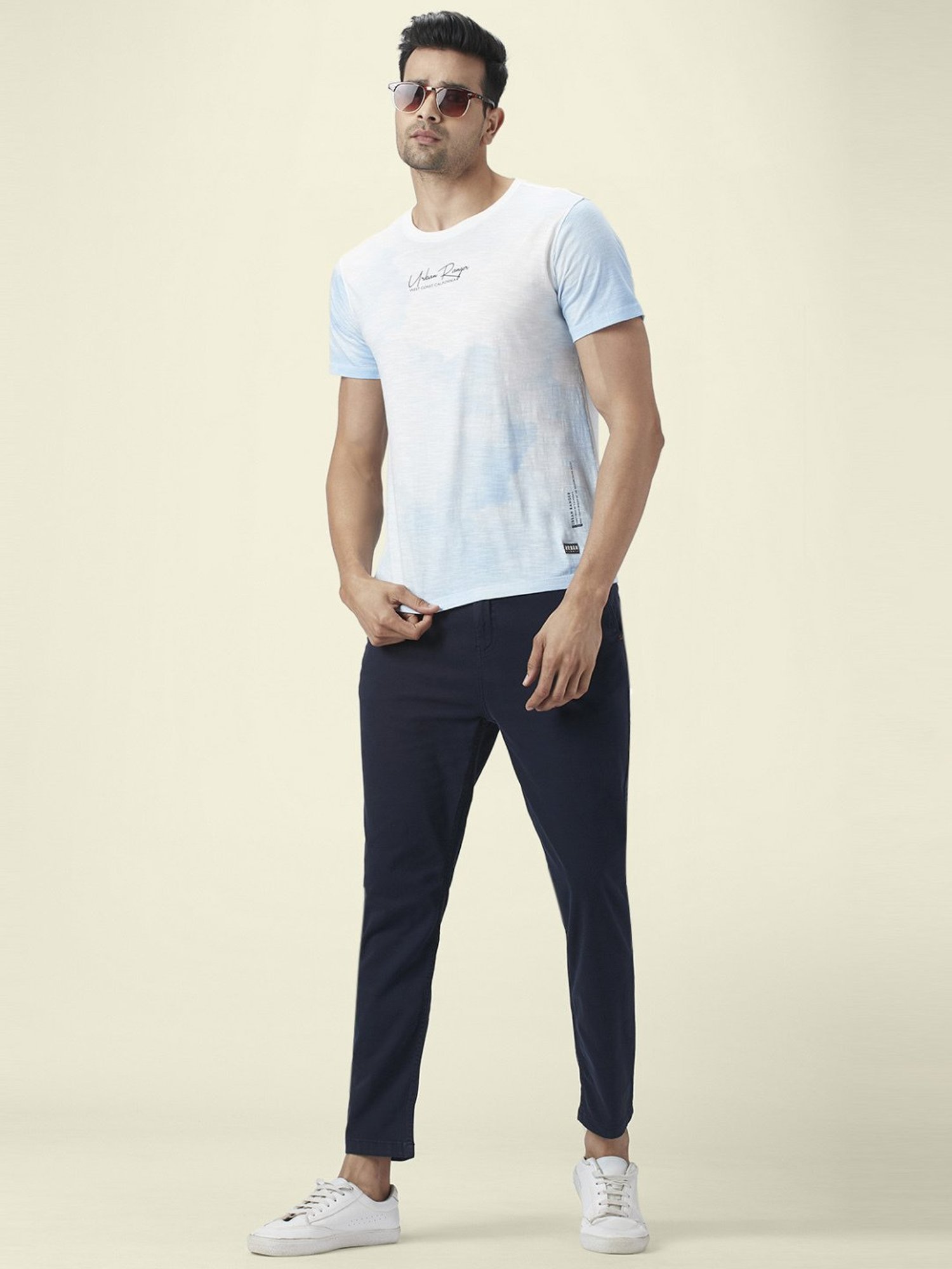 WES Casuals by Westside Olive Relaxed-Fit Mid-Rise Cotton Blend Joggers